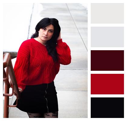 Woman Winter Red Sweater Image